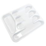 Suport tacamuri din plastic cu 5 compartimente, alb, 32.5 x 25.5 x 4 cm
