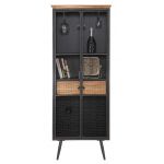 Bufet cu suport sticle de vin School Grid, Mauro Ferretti, 63x38.5x164 cm, fier, negru/maro