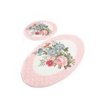 Set 2 covoare baie Flori, 60x100 cm, 50x60 cm, Antiderapant, Multicolor