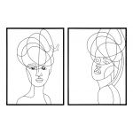 Set 2 tablouri 3D Woman Simply, 60x80 cm, fier, negru