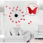 Sticker decorativ cu ceas Butterflies, Mauro Ferretti, 100x80 cm, plastic