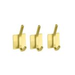 Set 3 carlige autoadezive, otel inoxidabil Auriu, agatatori prosop baie sau unelte bucatarie 7.5 x 4.5 cm