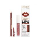 Set ruj lichid mat si creion contur buze Eveline - 13 Brownie Biscotti