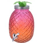 Dispenser pentru bauturi Pineapple, 4.7 L, 16x28 cm, sticla, roz/portocaliu