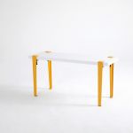 Banca, Logg, Khalkeus , 90x45x30 cm, Alb / Galben
