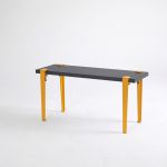 Banca, Logg, Khalkeus , 90x45x30 cm, Antracit / Galben
