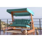 Balansoar de gradina 3 locuri, Swingo, Sia 2200, Lemn, Natural/Verde închis