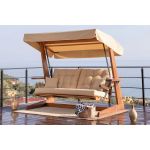 Balansoar de gradina 3 locuri, Swingo, Sia 2400, Lemn, Bej natural