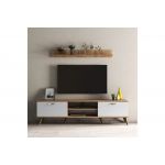 Comoda TV, Tanmob, TVU0103, 180x48x35 cm, PAL , Alb/Pin Atlantic