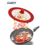Capac cu margine ajustabila Cooking by Heinner, Ø28 cm/Ø30 cm/Ø32 cm, sticla/silicon, rosu