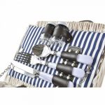 Cos de picnic pentru 4 persoane, DKD Home Decor, 40 x 40 x 42 cm , rachita, albastru/alb