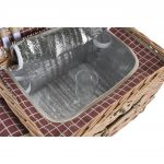Cos de picnic pentru 4 persoane, DKD Home Decor, 44 x 30 x 22 cm, rachita, natural/rosu