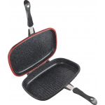 Tigaie dubla dreptunghiulara pentru plita clasica Dark Line, Cooking by Heinner, 36x24x7.5 cm, aluminiu, negru