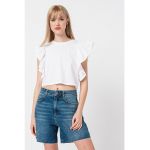 Bluza crop cu insertii cu volane