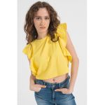 Bluza crop cu insertii cu volane