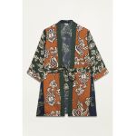 Bluza cu model petrecut si imprimeu abstract