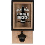 Desfacator si cutie pentru depozitare capace Drink Beer, 15.3x8.3x30 cm, lemn