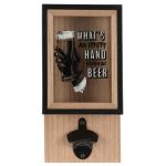 Desfacator si cutie pentru depozitare capace Glass Beer, 15.3x8.3x30 cm, lemn