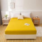 Cearceaf cu elastic bumbac jersey, 160 x 200 cm, Galben mustar, Patru Anotimpuri