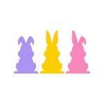 Set sticker decorativ, 3 iepurasi colorati, 5x8 cm, 12 seturi