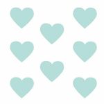 Sticker decorativ, Duragon, perete, Inimi, albastru, 56 bucati, 7x6 cm