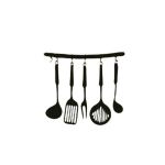 Sticker decorativ, unelte de bucatarie, negru, 40x36 cm