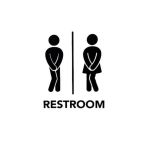 Sticker indicator toaleta, Restroom, negru, 25x16 cm