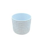 Ghiveci decorativ printat 3D din material biodegradabil, cu tematica antica, alb marble, 84x84x72 mm