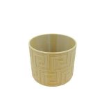 Ghiveci decorativ printat 3D din material biodegradabil, cu tematica antica, galben, 84x84x72 mm