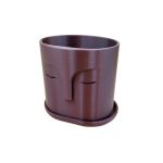 Ghiveci printat 3D din material biodegradabil, cu orificii pentru drenaj si tava inclusa, aspect somnoros, maro mov, 100x80x100 mm