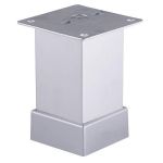 Picior metalic pentru mobilier H:150 mm, finisaj aluminiu, profil patrat 40x40 mm cu masca