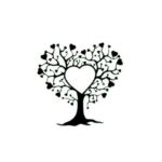 Sticker decorativ, Copac cu inimioare, negru, 95x92 cm