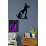 Decoratiune luminoasa LED, Cat n Dog, MDF, 60 LED-uri, Roz