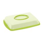 Platou pentru prajituri sau tort cu capac, dreptunghiular, verde/transparent