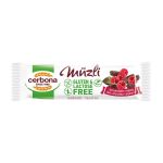 Baton Musli cu Ciocolata Neagra si Zmeura, fara Gluten, fara Lactoza - Cerbona Dark Chocolate-Raspberry Muesli Bar, 35 g