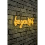 Decoratiune luminoasa LED, Be you tiful, Benzi flexibile de neon, DC 12 V, Galben