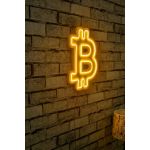 Decoratiune luminoasa LED, Bitcoin, Benzi flexibile de neon, DC 12 V, Galben