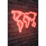 Decoratiune luminoasa LED, World Map, Benzi flexibile de neon, DC 12 V, Rosu