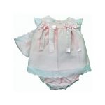 Rochie fete Angel, cu chiloțel elastic si boneta, roz, 12 luni