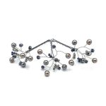 Set agrafe par cu perle si cristale argintiu inchis, 3 bucati, Zia Fashion
