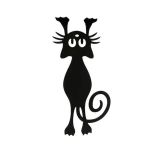 Sticker decorativ, Pisica amuzanta, negru, 52cm
