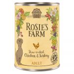 6 x 400g  Rosie's Farm Adult Hrană umedă câini - Pui & curcan