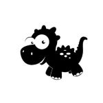 Sticker decorativ, Dinozaur zambaret, Negru, 95x78 cm