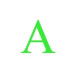 Sticker decorativ, Litera A, inaltime 15 cm, verde fluorescent
