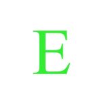 Sticker decorativ, Litera E, inaltime 15 cm, verde fluorescent