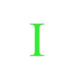 Sticker decorativ, Litera I, inaltime 15 cm, verde fluorescent