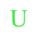 Sticker decorativ, Litera U, inaltime 15 cm, verde fluorescent