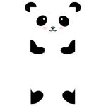 Sticker decorativ usa Ursuletul Panda, negru, 96 x 85 cm