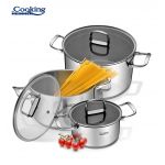 Set de gatit 6 piese, cu manere pliabile, Cooking by Heinner, Milena, inox, gri
