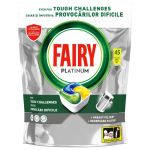 Detergent Capsule pentru Masina de Spalat Vase - Fairy Platinum All in One Lemon, 45 capsule
